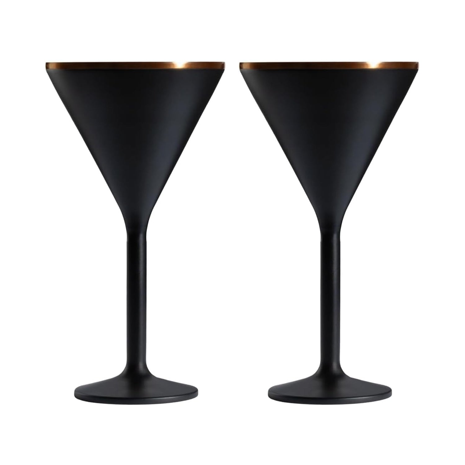 Stainless Steel Stemmed Martini Glass, Set of 2 - Black