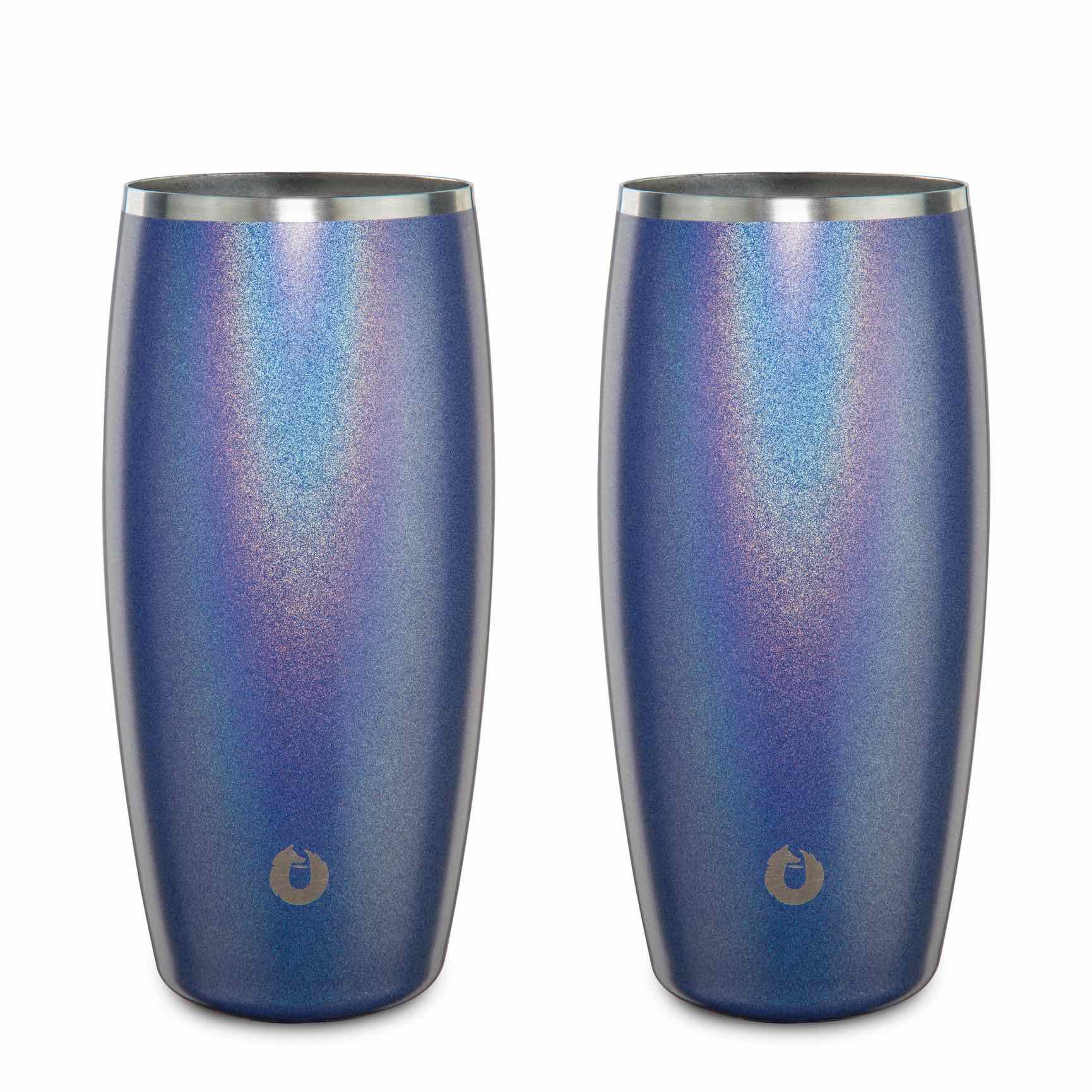 Shimmer Blue: x Stainless Steel Beer Glass, Set of 2  Blue
