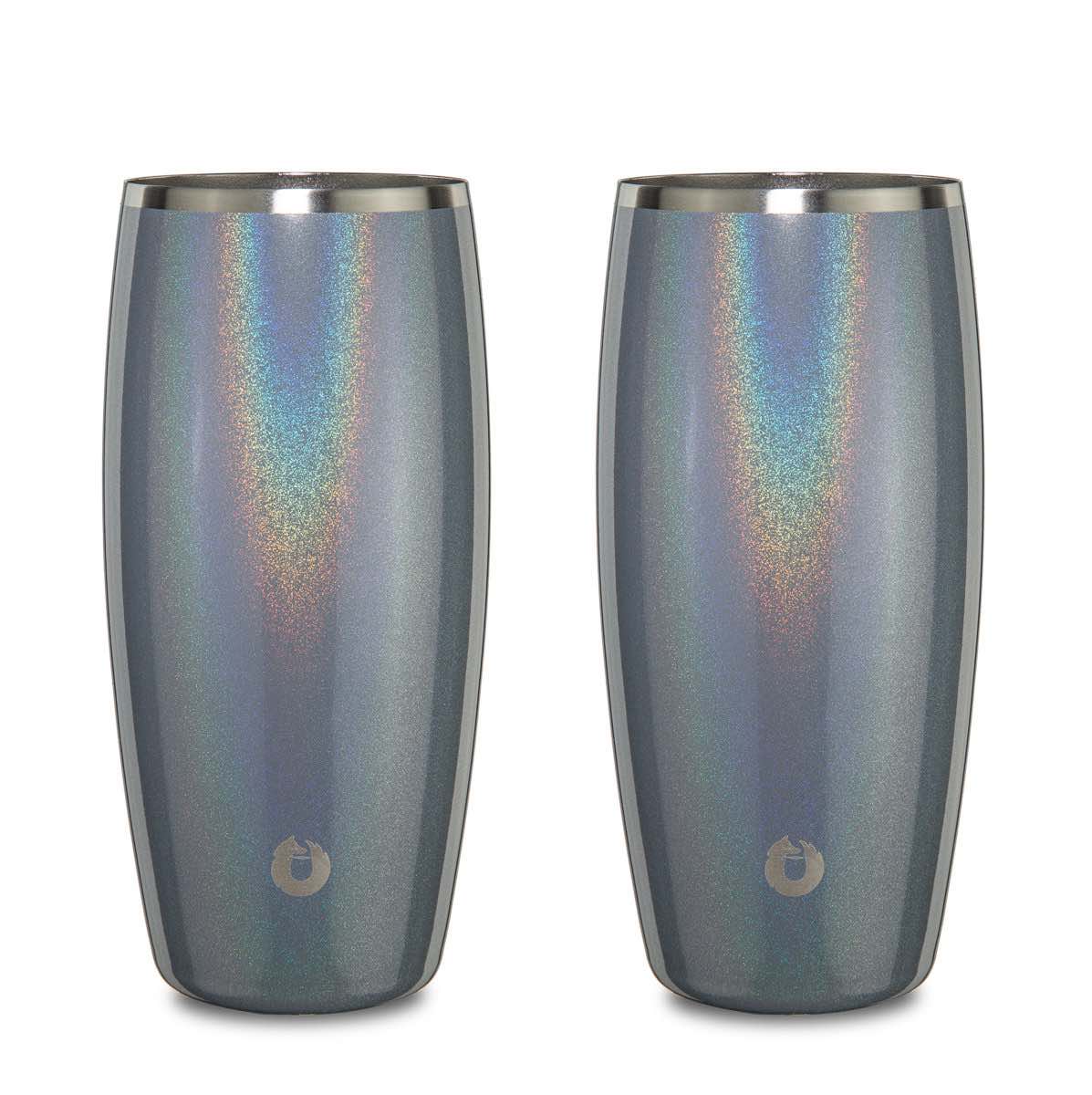 Shimmer Grey:  Stainless Steel Beer Glass, Set of 2  Grey