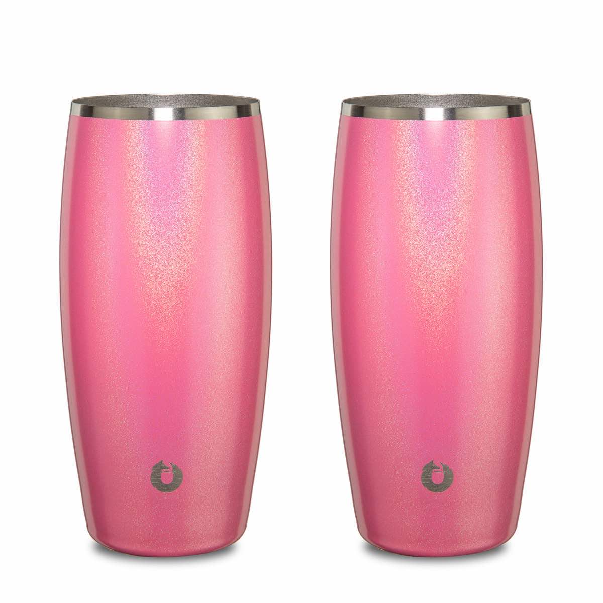 Shimmer Pink: Stainless Steel Beer Glass, Set of 2 Pink