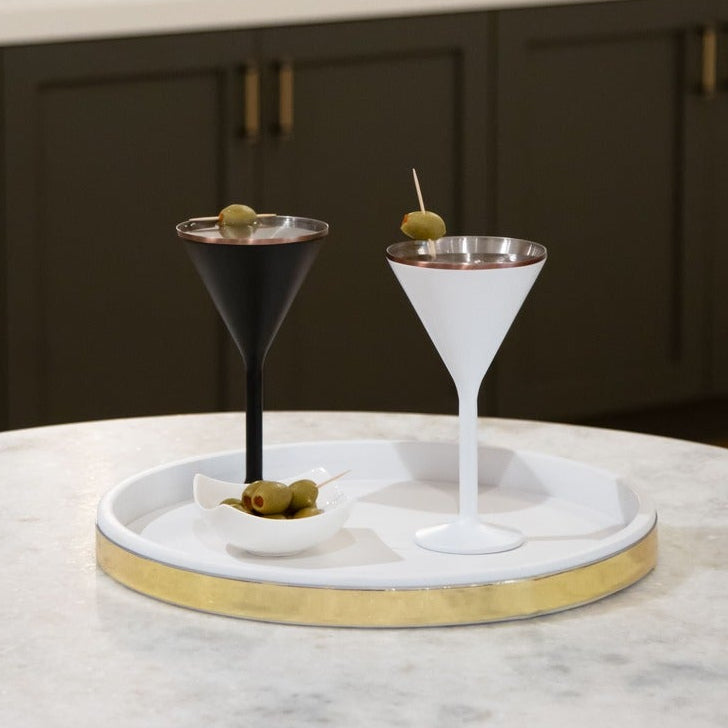 Stainless Steel Stemmed Martini Glass , White