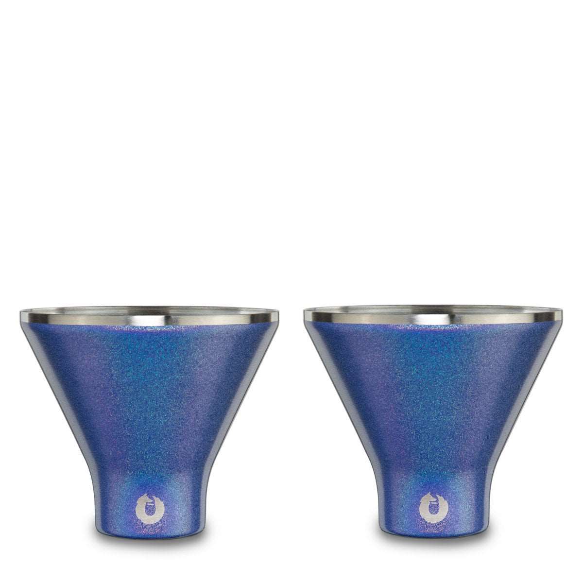 Stainless Steel Martini Glass, Set of 2 Shimmer Blue