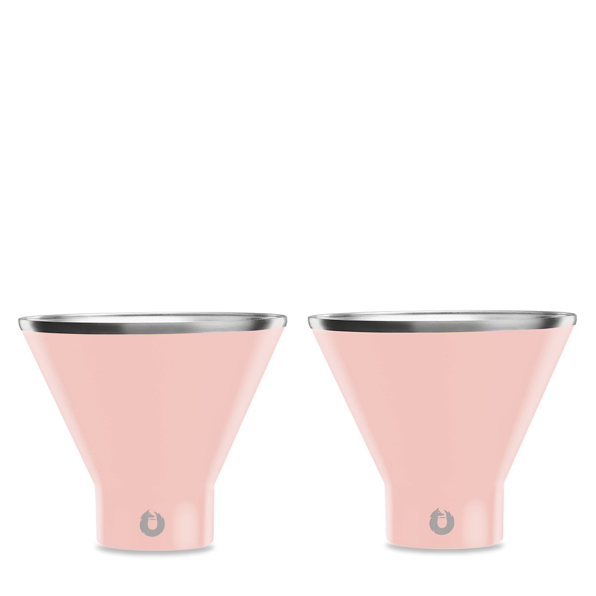 Stainless Steel Martini Glass, Set of 2 Soft Pink