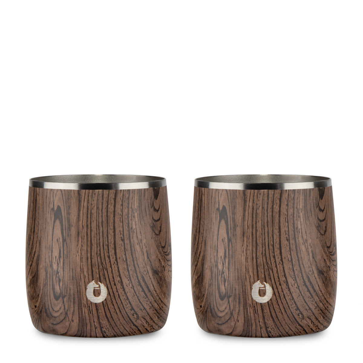 Stainless Steel Rocks Glass, Set of 2 - Dark Walnut