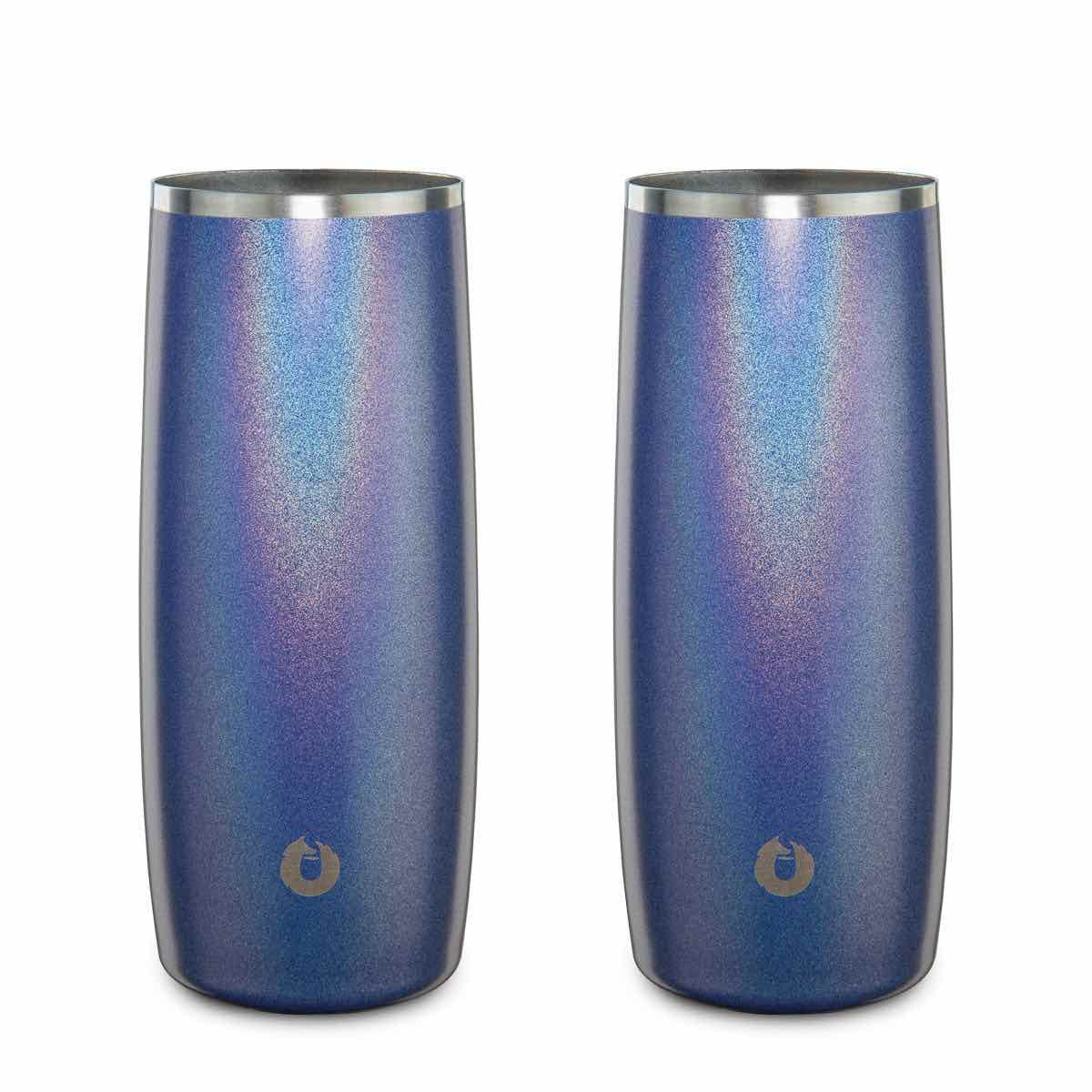 Shimmer Blue: Stainless Steel highbal Glass, set of 2 Blue