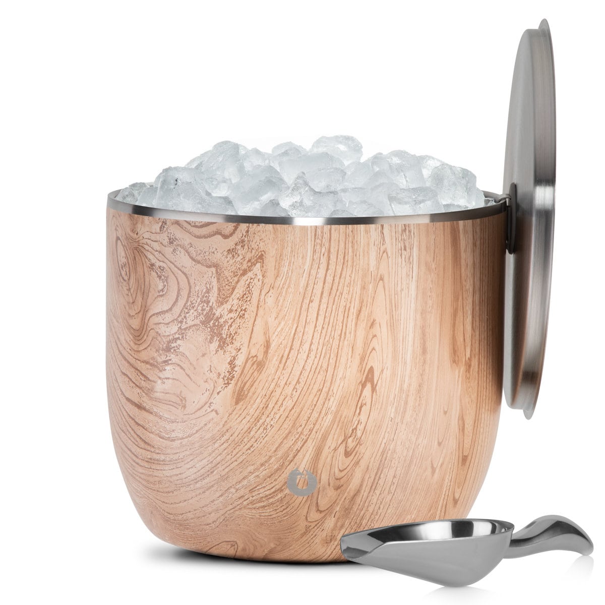 Extra Large Ice Bucket with Lid and Ice Scoop , Natural Teak