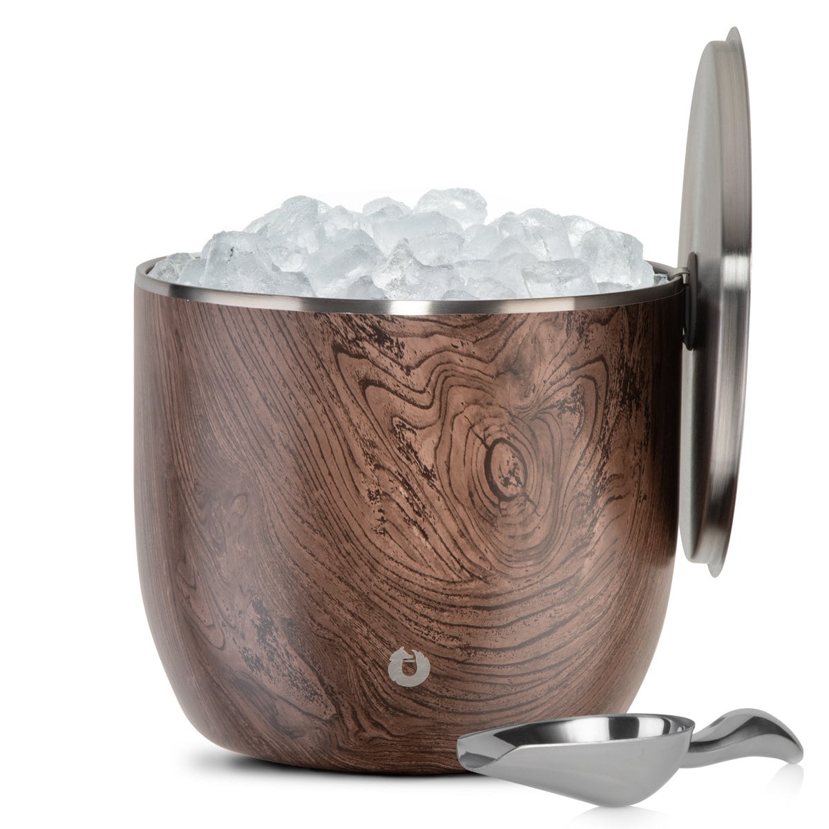 Extra Large Ice Bucket with Lid and Ice Scoop - Dark Walnut