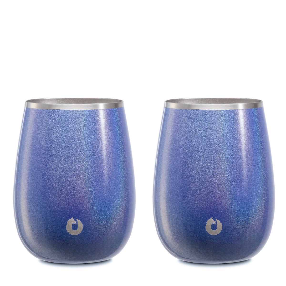 Stainless Steel Grand Pinot Wine Glass, Set of 2 - Shimmer Blue