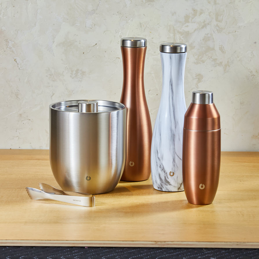 Stainless Steel Carafe and Wine Glass Set, Black