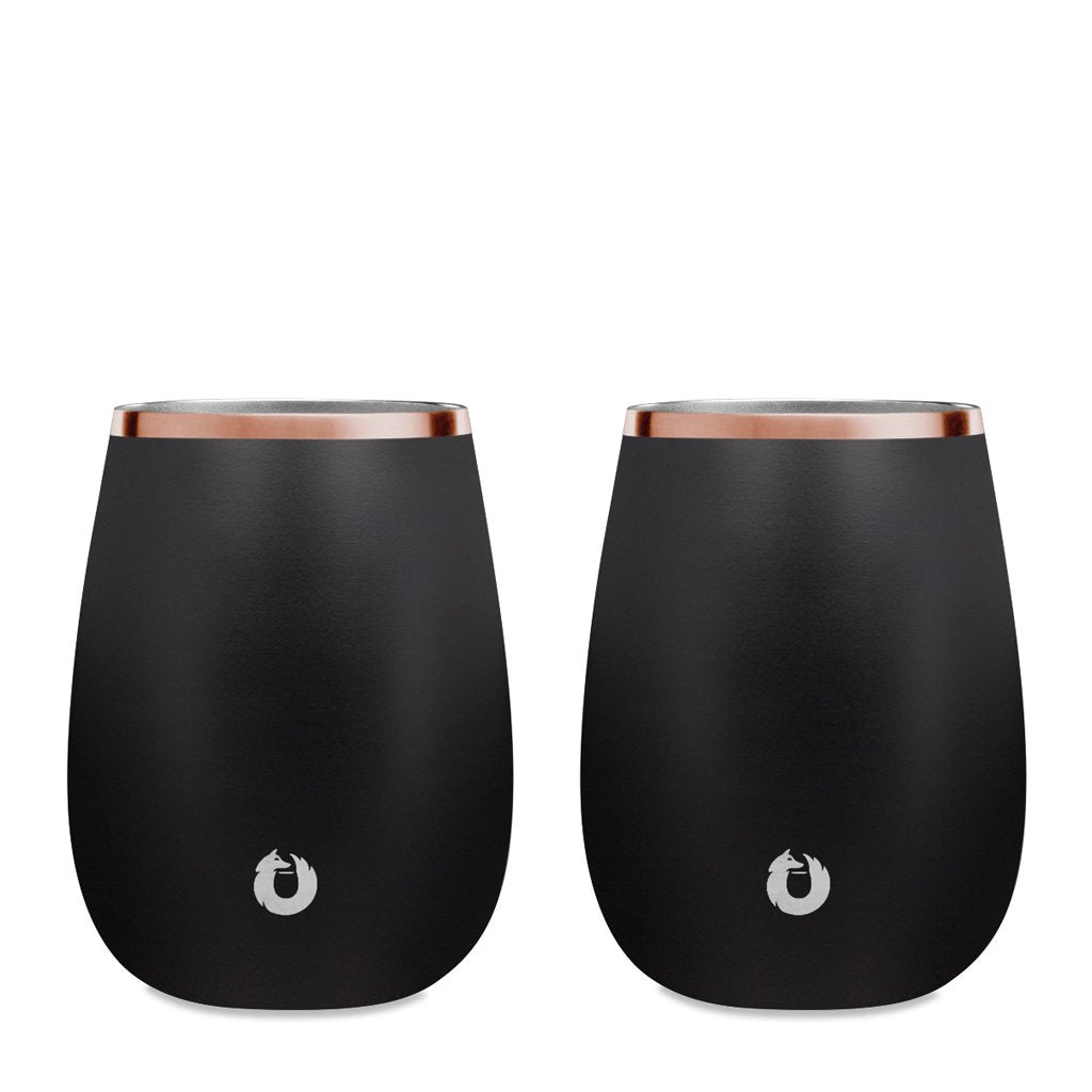 Black: stainless steel grand pinot wine glass, set of 2 black