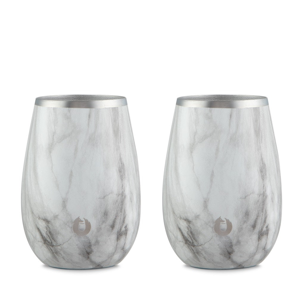Marble: Stainless Steel Sauvignon Wine Glass, Set of 2