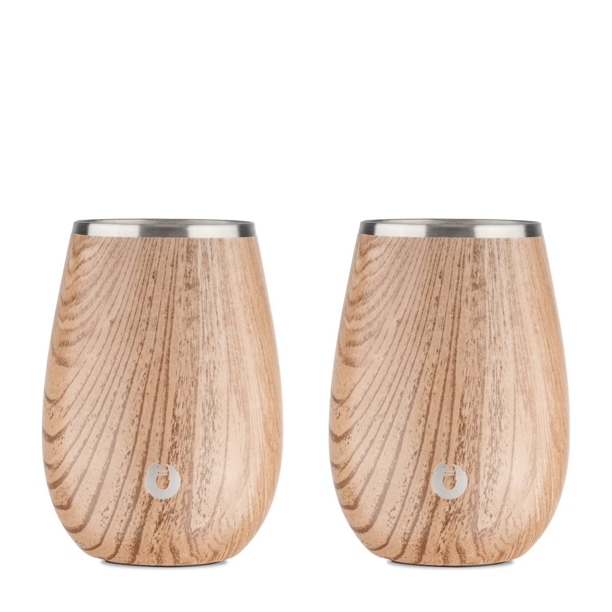 Stainless Steel Sauvignon Blanc Wine Glass, Set of 2 - Natural Teak