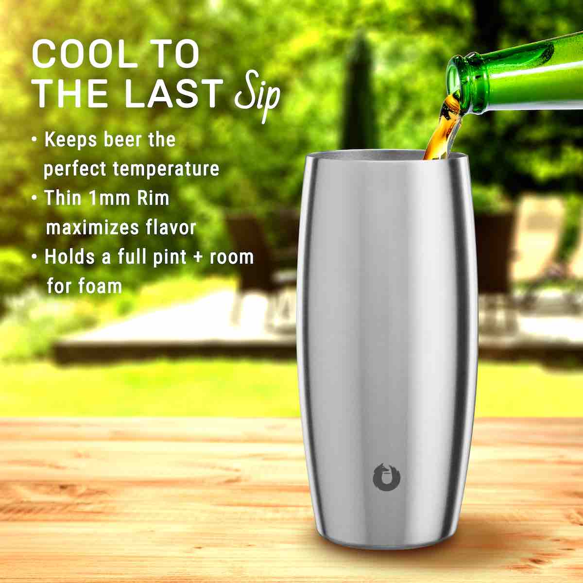 Stainless Steel Beer Glass Set, Set of 2 - White