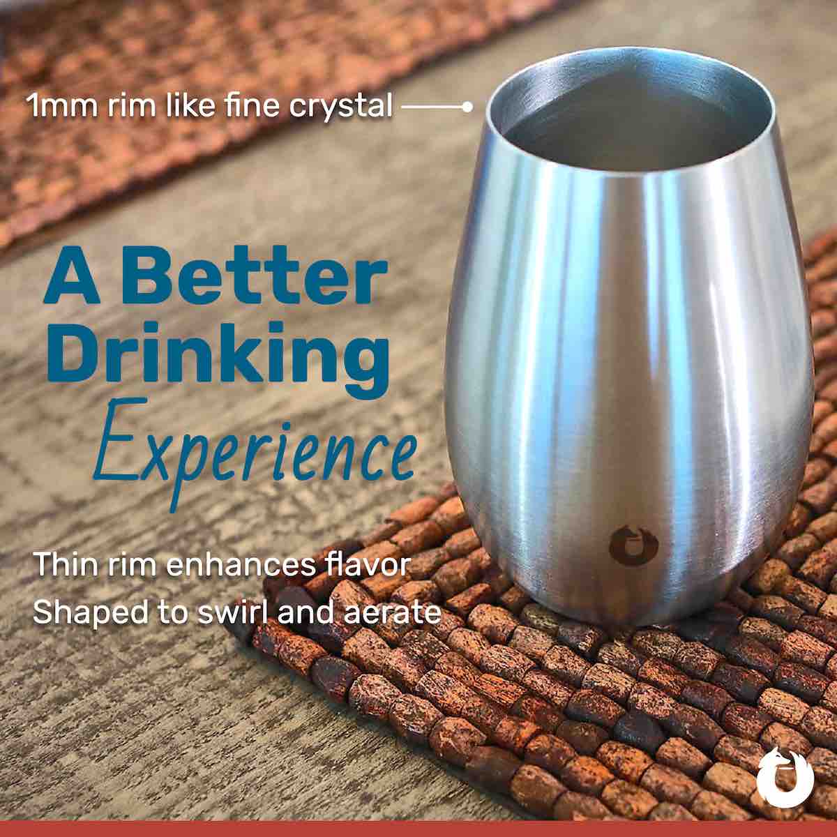 Stainless Steel Sauvignon Blanc Wine Glass, Set of 2 - Steel