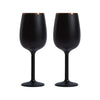 Stainless Steel Stemmed Wine Glass, Set of 2 - Black