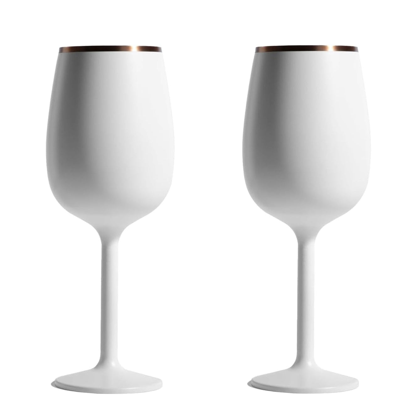 Stainless Steel Stemmed Wine Glass, Set of 2 - White