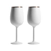 Stainless Steel Stemmed Wine Glass, Set of 2 - White