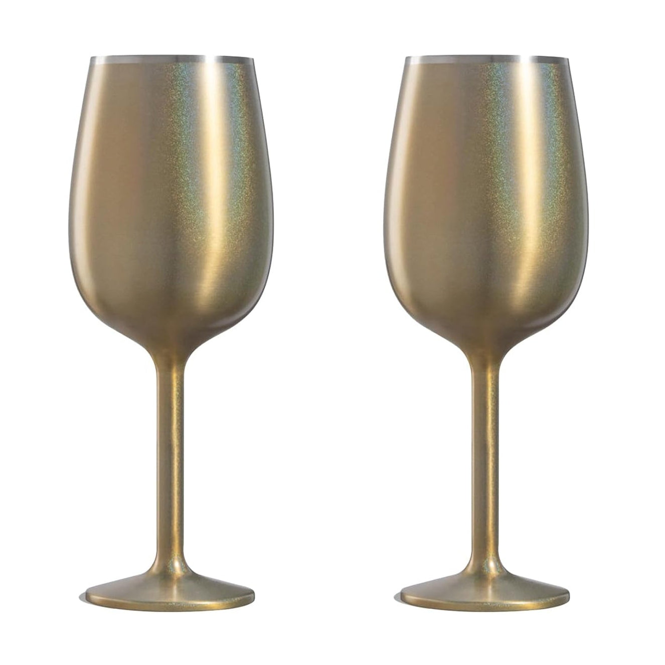 Stainless Steel Stemmed Wine Glass, Set of 2 - Gold