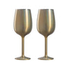 Stainless Steel Stemmed Wine Glass, Set of 2 - Gold