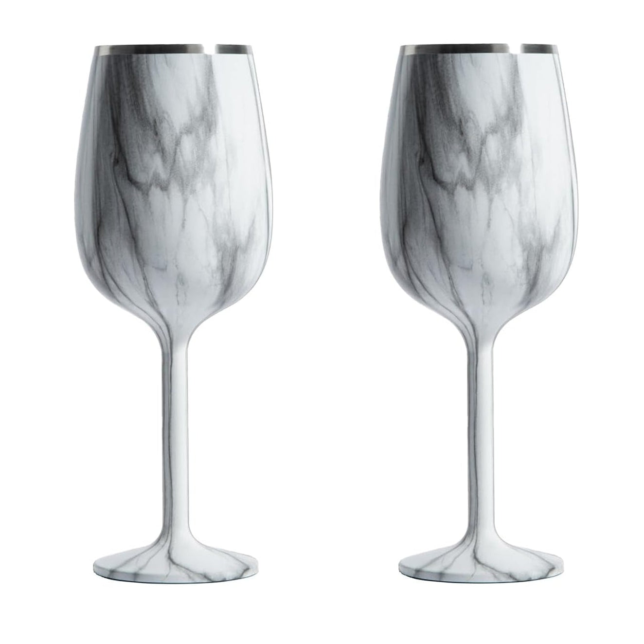 Stainless Steel Stemmed Wine Glass, Set of 2 - Marble
