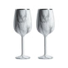 Stainless Steel Stemmed Wine Glass, Set of 2 - Marble