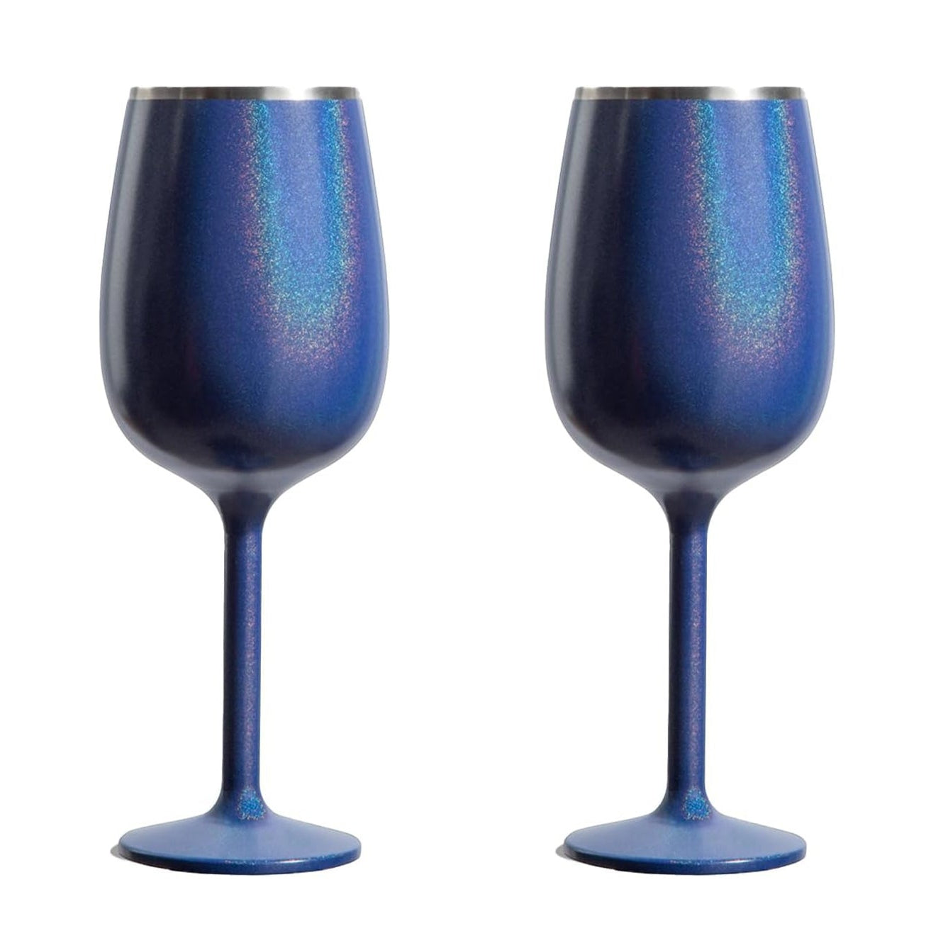 Stainless Steel Stemmed Wine Glass, Set of 2 - Blue