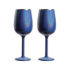 Stainless Steel Stemmed Wine Glass, Set of 2 - Blue