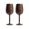 Stainless Steel Stemmed Wine Glass - Set of 2, Dark Walnut