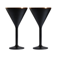 Stainless Steel Stemmed Martini Glass, Set of 2 - Black