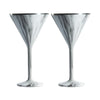 Stainless Steel Stemmed Martini Glass , Set of 2 - Marble