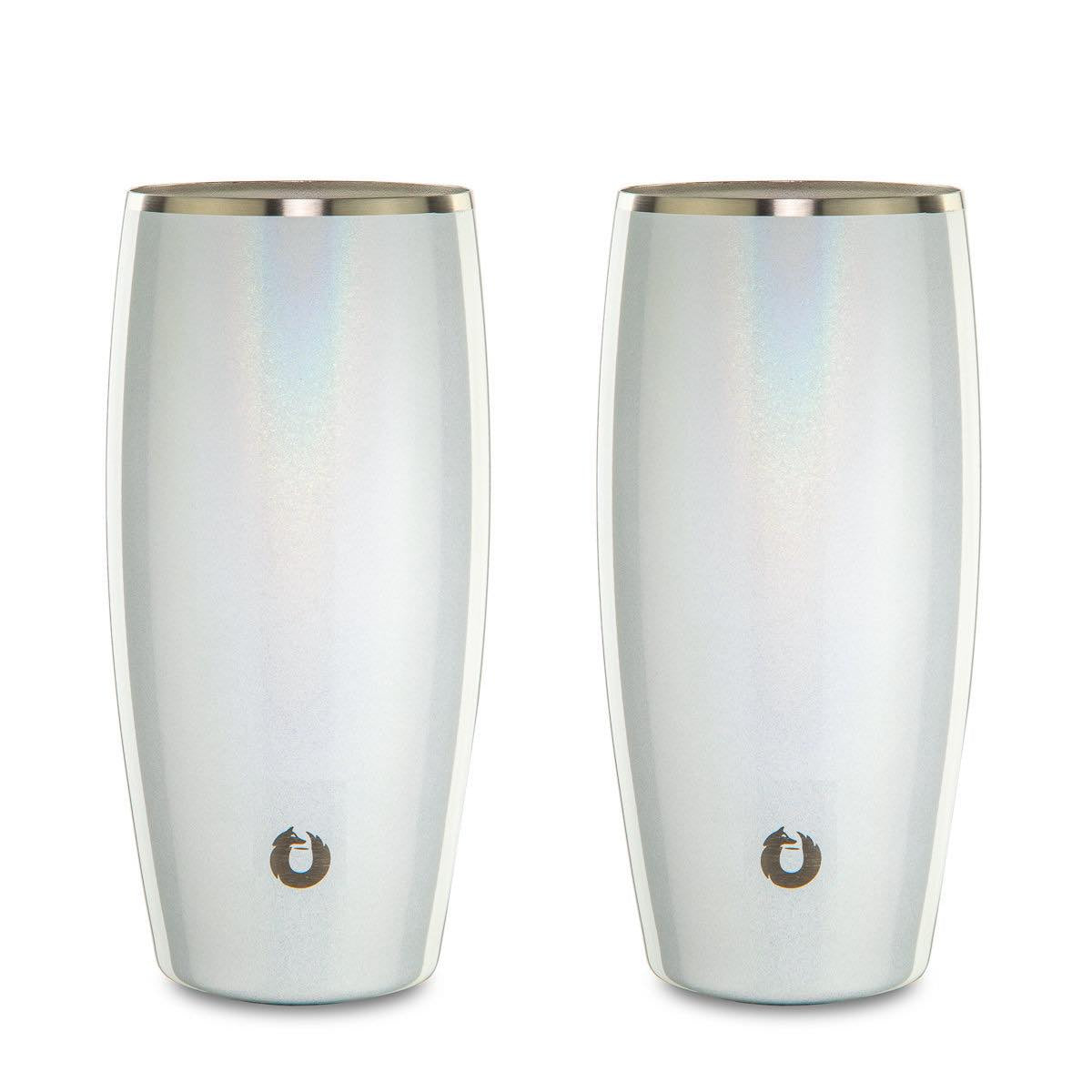 Snowfox Insulated Stainless Steel Margarita and Martini Cocktail Glass, Set of 2, White/Gold