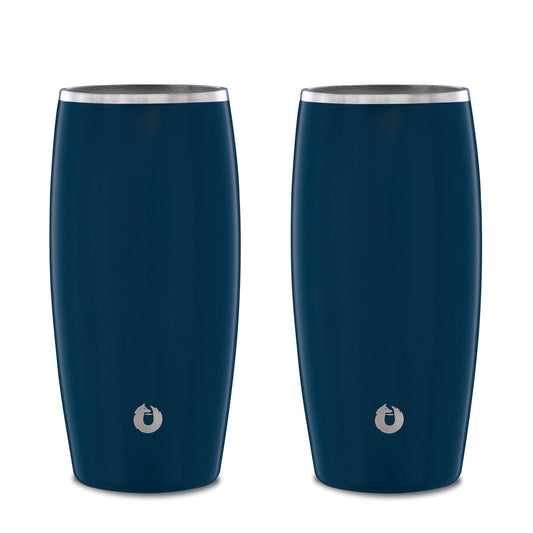 Stainless Steel Beer Glass Set, Set of 2 -  Navy