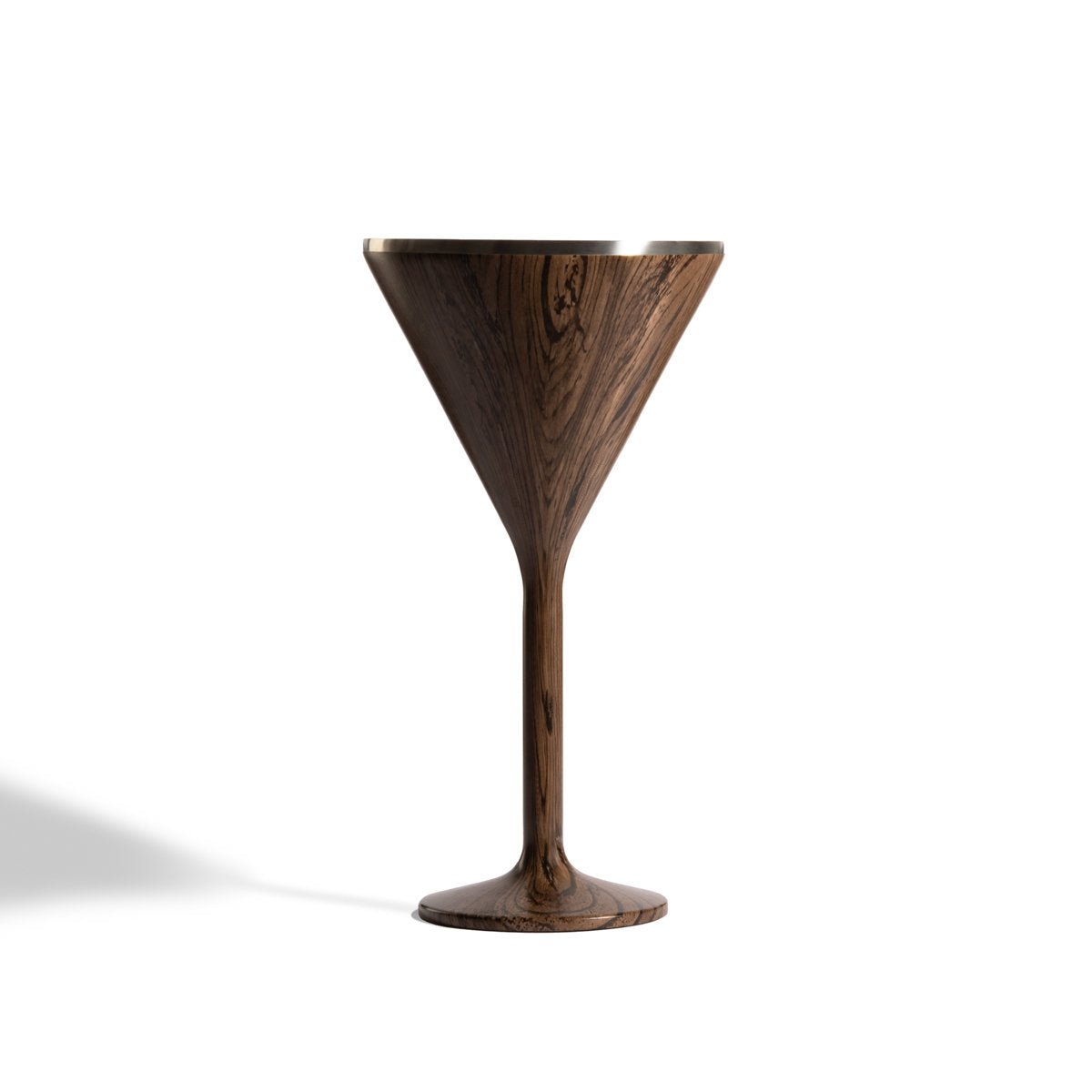 Stainless Steel Stemmed Martini Glass , Dark Walnut