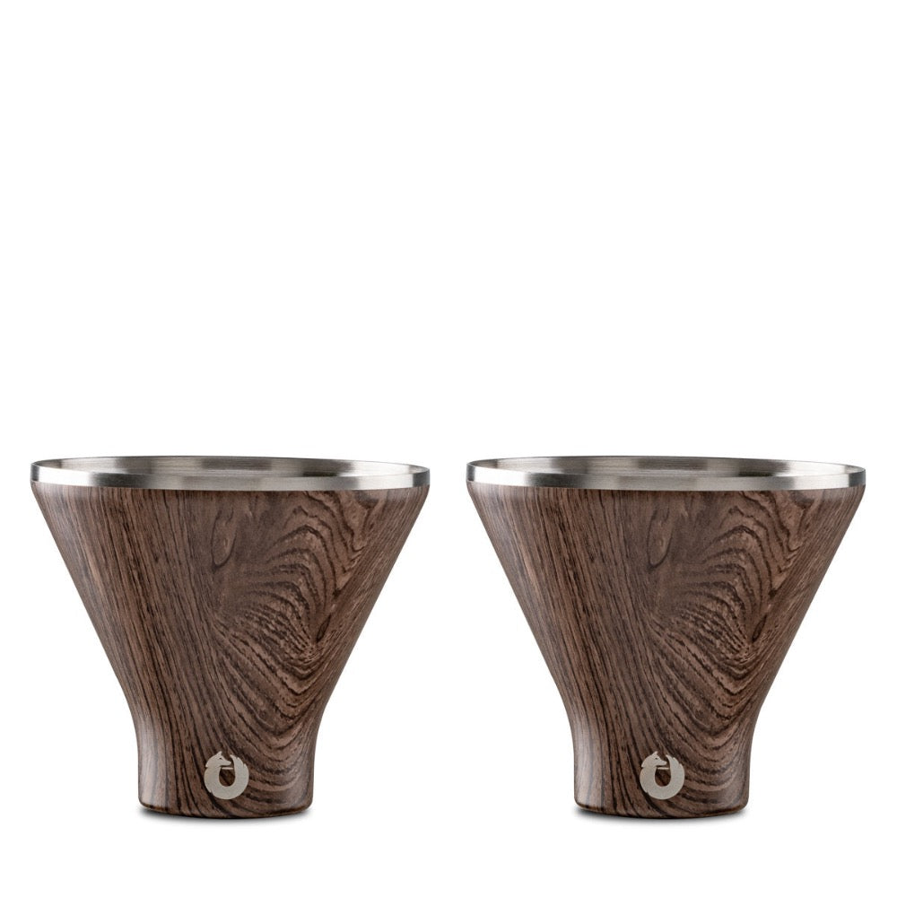 Stainless Steel Martini Glass, Set of 2 - Dark Walnut