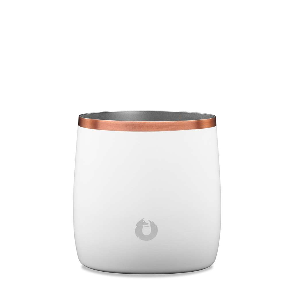 White:stainless steel rocks glass with lid white