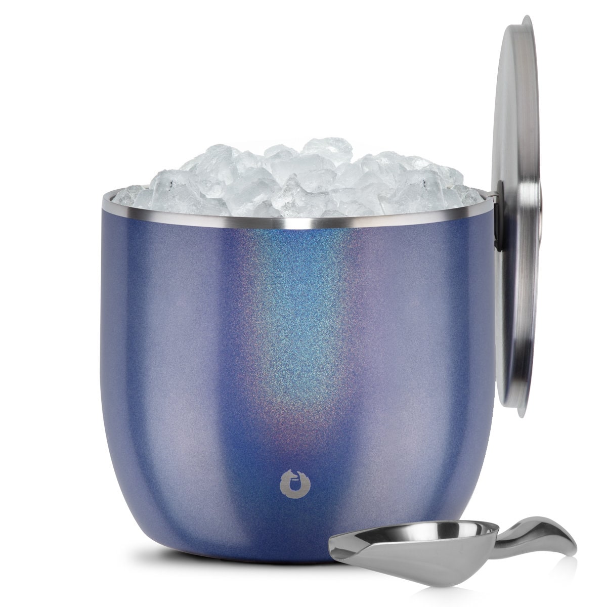 Extra Large Ice Bucket with Lid and Ice Scoop, Shimmer Blue – Snowfox