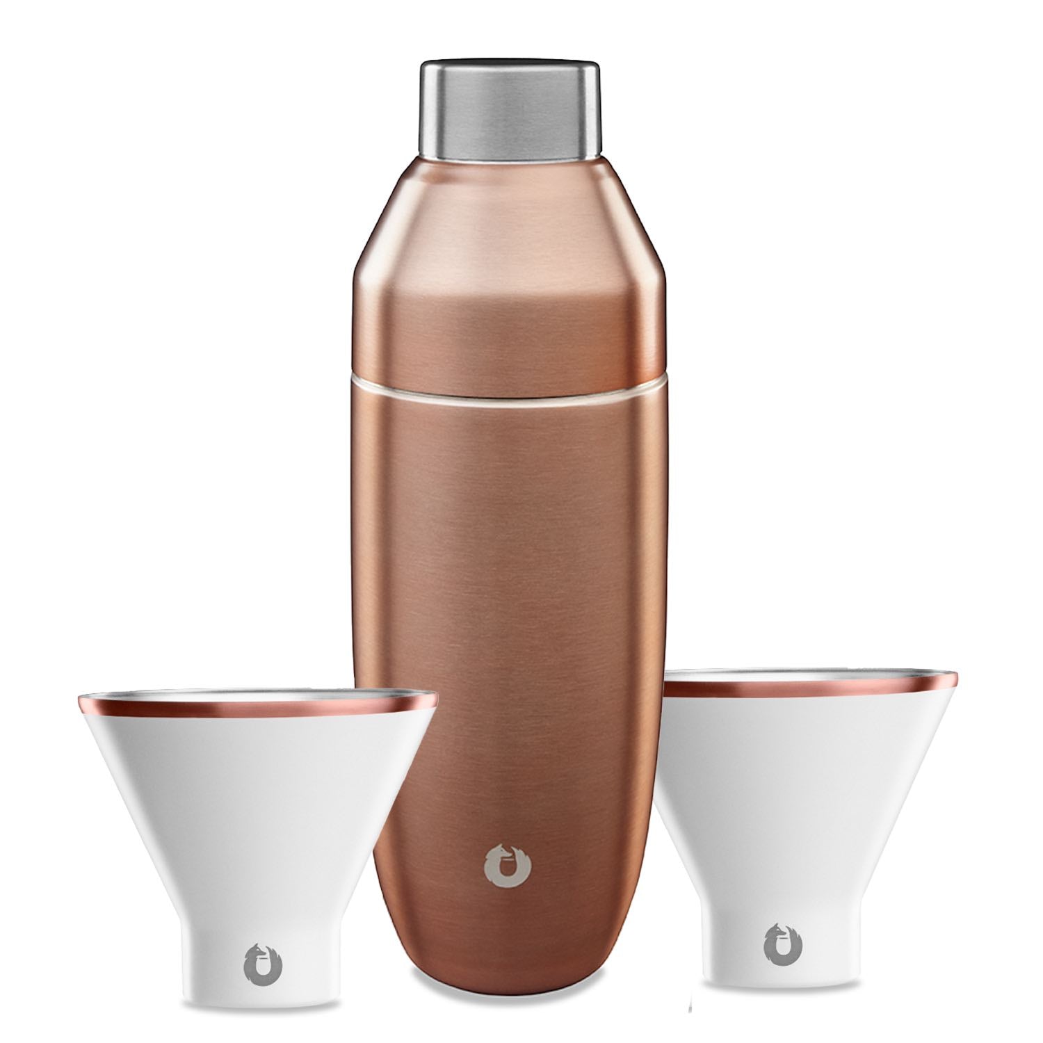 Gold and White: Stainless Steel cocktail shaker and martini glass barware set gold and white