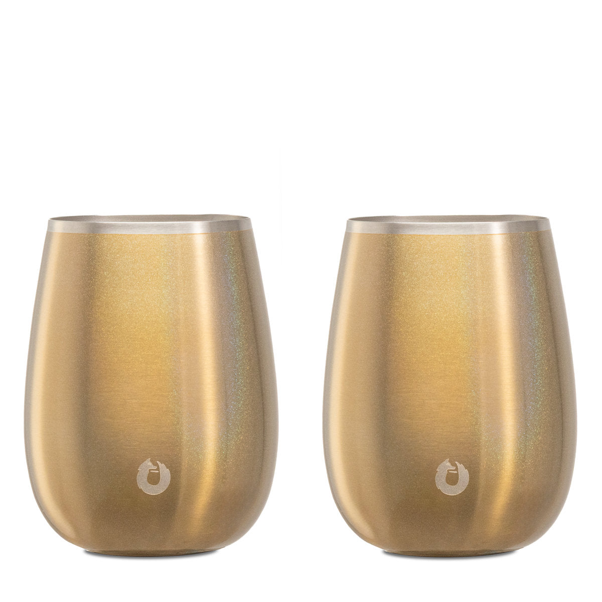 Stainless Steel Grand Pinot Wine Glass, Set of 2 - Shimmer Gold