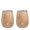 Stainless Steel Grand Pinot Wine Glass, Set of 2 - Natural Teak
