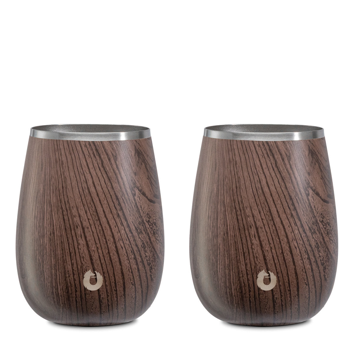 Stainless Steel Grand Pinot Wine Glass, Set of 2 - Dark Walnut