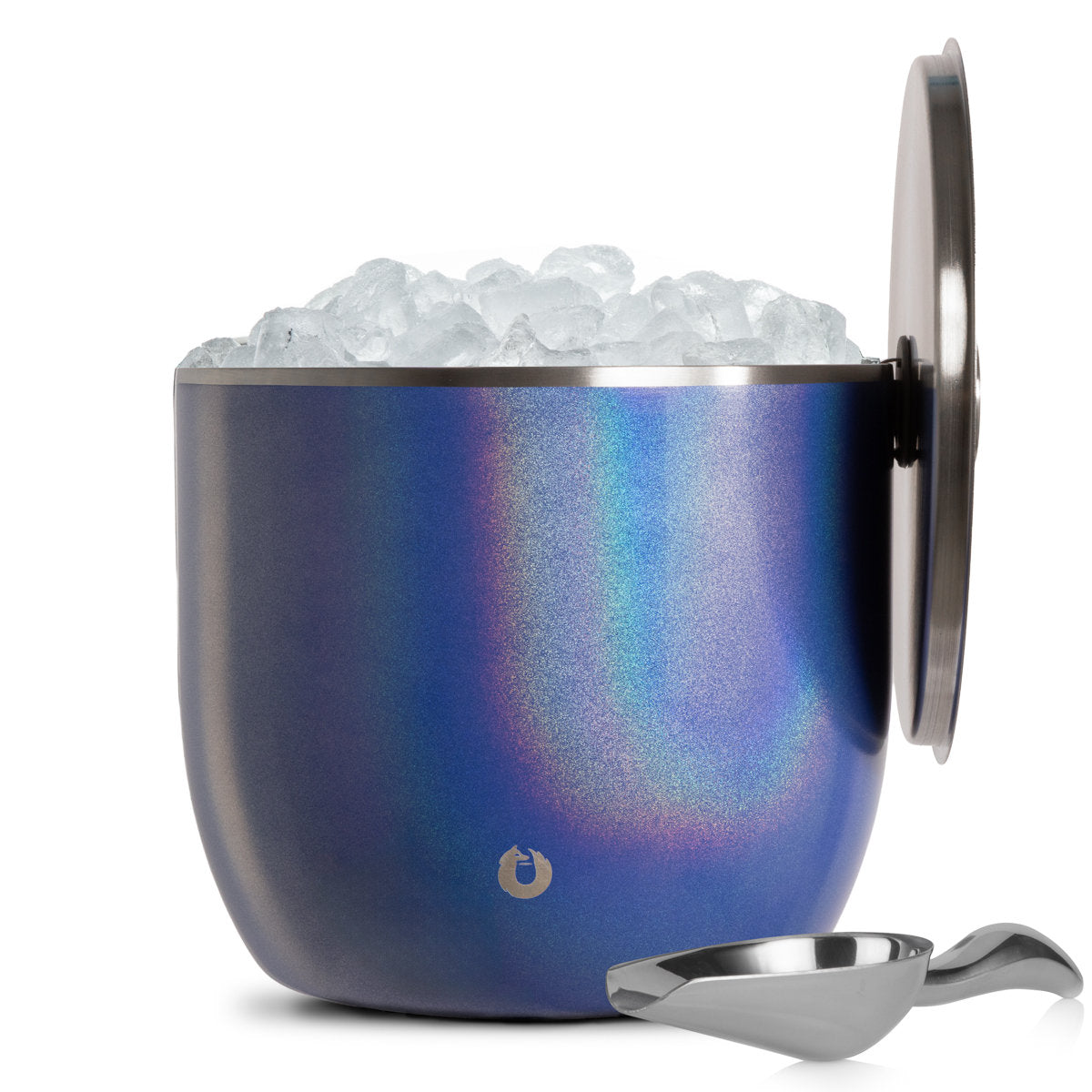 Extra Large Ice Bucket with Lid and Ice Scoop, Shimmer Blue