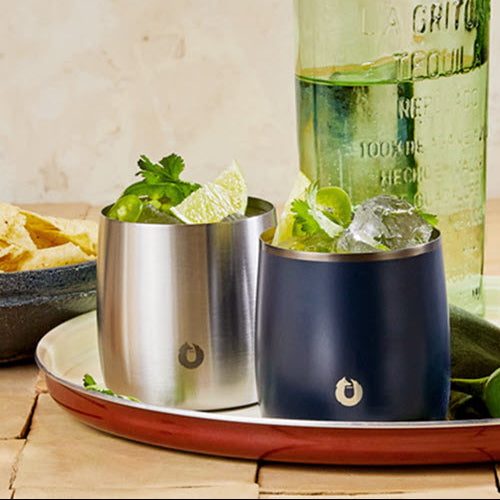 Stainless Steel Rocks Glass, Set of 2 - Navy