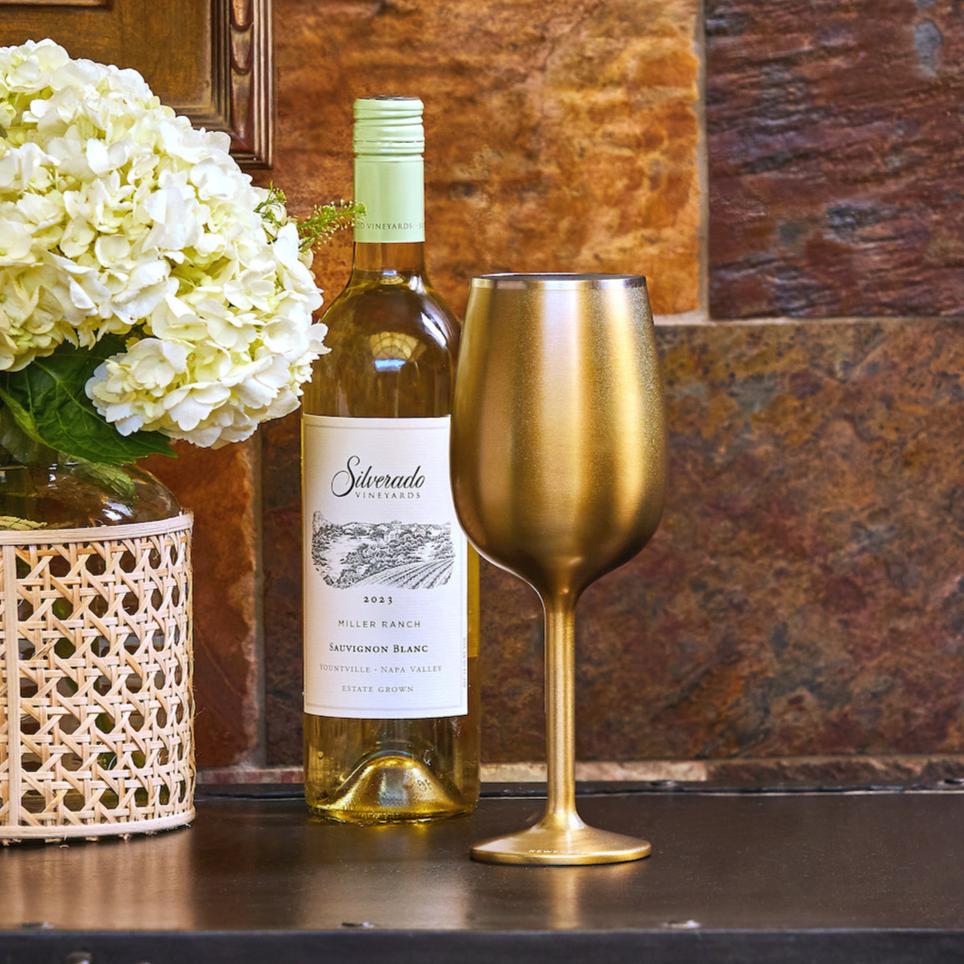 Stainless Steel Stemmed Wine Glass, Gold