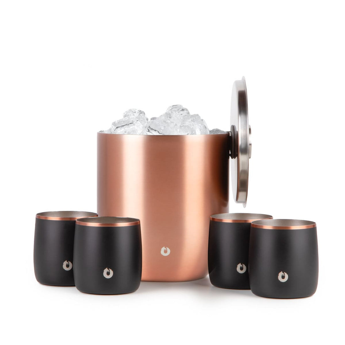 Stainless Steel Ice Bucket with Rocks Glass Set of 4 - Gold & Black ...