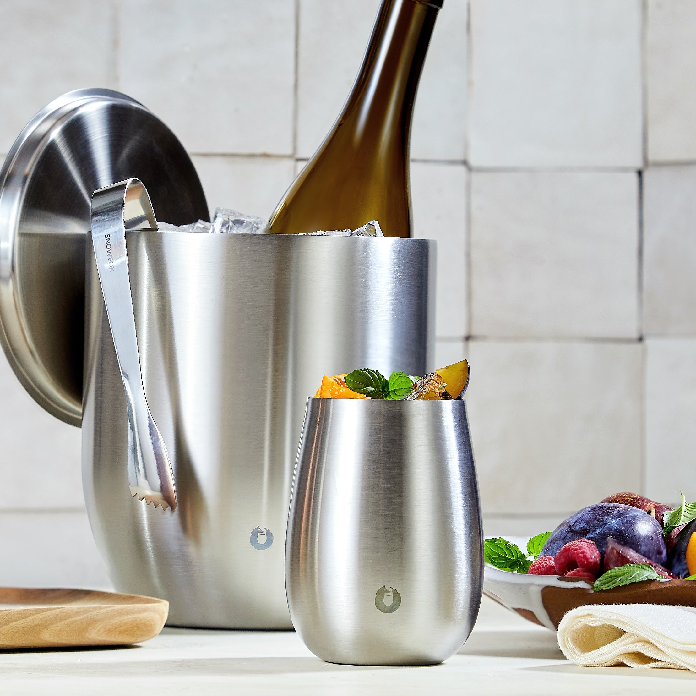 Stainless Steel Ice bucket with Lid and Scoop, Steel