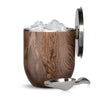 Stainless Steel Ice Bucket with Lid and Scoop, Dark Walnut